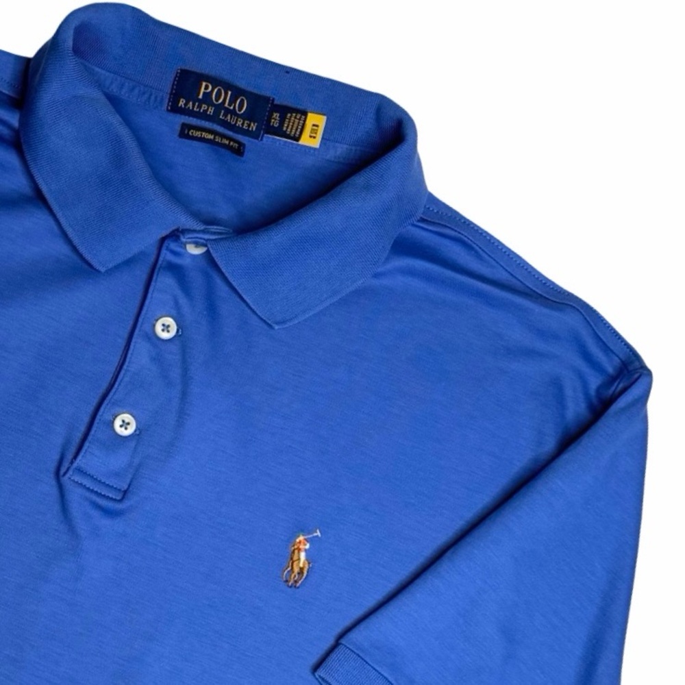 Polo Ralph Lauren Blue Soft Cotton Interlock Polo - Custom Slim Fit - XL